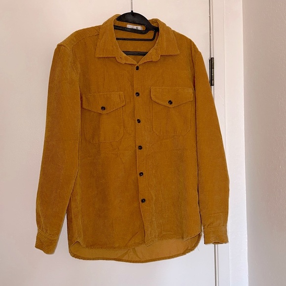 charmkpr Men’s Mustard Corduroy Long Sleeve Shirt Jacket S - Picture 1 of 5